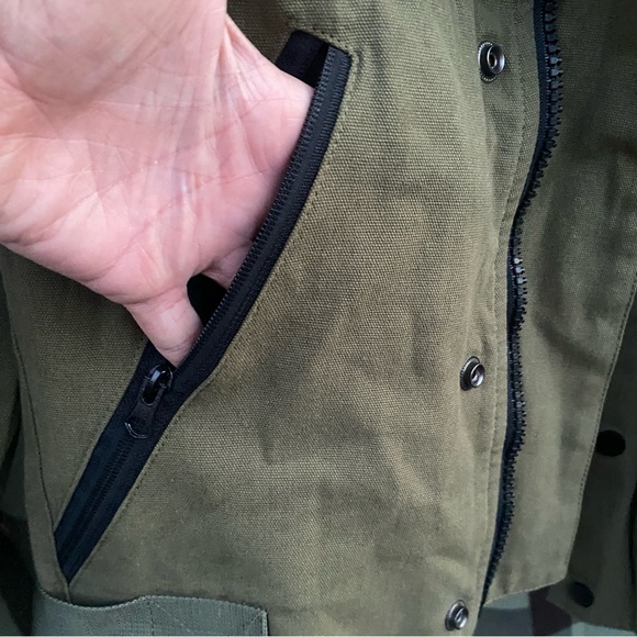 UNM Canvas Utility Jacket Size Large Full Zip+Snap Multi-Pocketed Tan - Picture 8 of 16